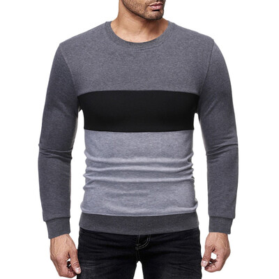 

Toponeto Men New Fashion Autumn Winter Long Sleeve Sweatshirt Patchwork Tops Blouse
