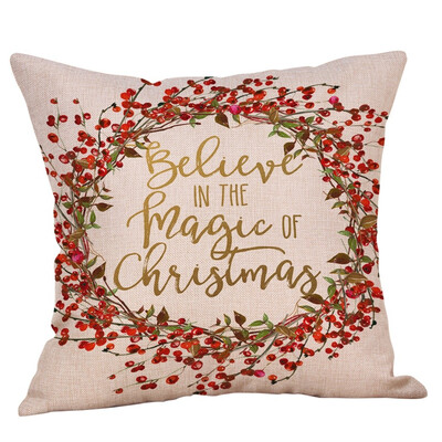 

Siaonvr Merry Christmas Pillow Cases Cotton Linen Sofa Cushion Cover Home Decor