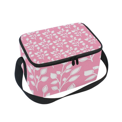 

ALAZA Insulated Lunch Box White Leaves Lunch Bag for Men Women Portable Tote Bag Cooler Bag