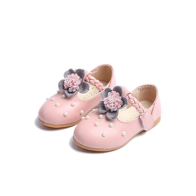 

Children Princess Leather Shoes PU 2 Colors Casual Baby Flower Pink Girls Fashion Brand Shoes