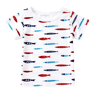 

Summer Kids Boys T-shirt Lovely Cartoon Print Short Sleeves Boys Girls Baby Cotton T-shirt Children Clothing