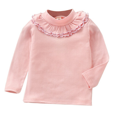 

Spring Girls Pullover Flower collar Kids Clothes Print Outfits T-shirt Beautiful Long Sleeve Children Clothing Fashion