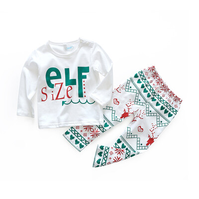 

Christmas Children Baby Boys Girls Casual Long Sleeve Letter Print Blouse TopsPants Trouser Costume Set