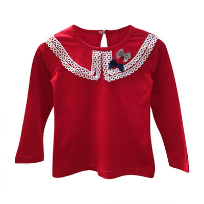 

Autumn Baby Girl T-Shirt Cute Bowknot Lace Design Long Sleeve T-Shirts Kids Tops Tees Casual Blouse