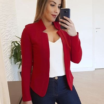 

Toponeto Women Thin Office Lady Lapel Long Sleeved Coat Suit Slim Cardigan Casual Tops