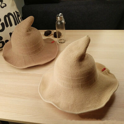 

Modern Halloween Witch Hat Women Lady Sun Straw Large Floppy Summer Beach Cap R