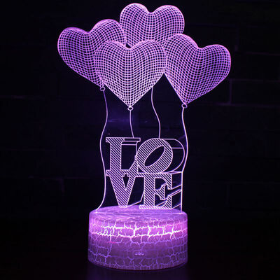

3D 3D Visual Illusion Light LED Visual Light Sharp Bear Heart Light Best Gift for Valentines Day Decorative Desktop Ornaments