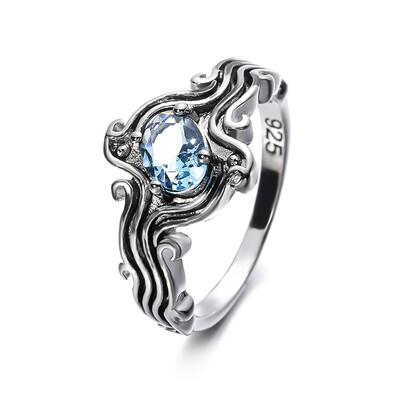 

Fashion Women Wavy shape Blue Red Diamond Ring for Weeding Bride Jewelry