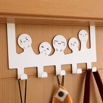 

Toponeto Cartoon Over-The-Door Hook Rack 5 Hooks Hanger Storage Holder Hanging Coat Hat A