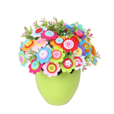 

DIY Multicolor Round Resin Decorative Buttons Flower with EVA Flower Pot Scrapbooking Embelishments Sewing Craft Supply