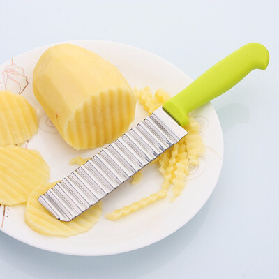 

1PC Potato Shredders Slicers Stainless Steel Cut Potato Waves Crinkle Shape Vegetable Chips Kitchen Knife Accessories