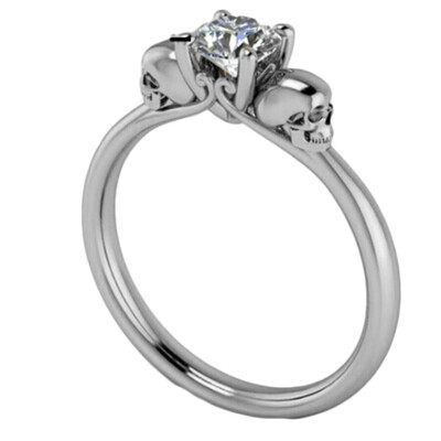 

Trendy Double Skull Ring natural zircon Engagement Ring Solid Wedding Rings Diamond Fine Jewelry
