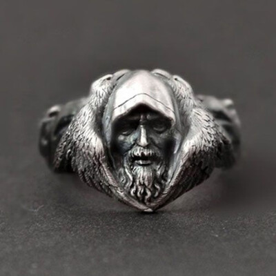 

Nordic Mythologyodin Raven Vintage 925 Sterling Silver Ring Men Viking Wolf Stainless Steel Punk Ring