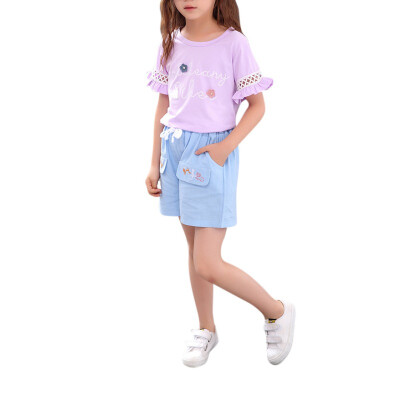 

Baby Girls Clothes Sets Summer Letter Print Girl Short Sleeve Tops Shirts Shorts Casual Outfit Kids Childrens Clothing