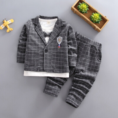 

Autumn Baby Boy Long Sleeve Gentleman Soft Cotton Shirt TopsPlaid CoatsLong Pants Trousers Toddler Outfits