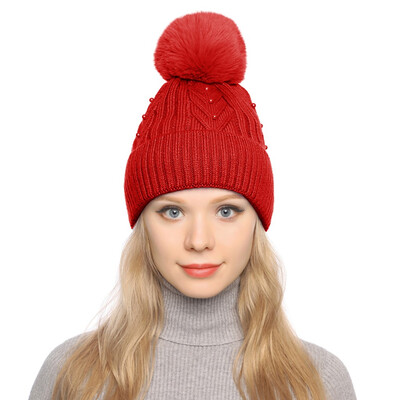 

Tailored Fashion Women Curling Button Cap Hat Winter Warm Thickened Knitted Ball Cap