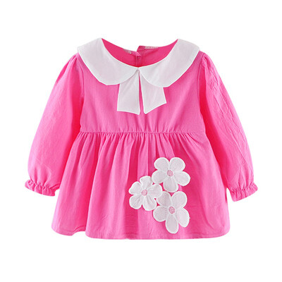 

Baby Girls Long Sleeve Round Neck Cotton Dress Fall Winter Top Clothes