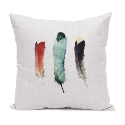 

Pillow Case Feather Flower Painting Linen Throw Pillowcases Simple Modern Cushion Office Back Cushion Core-less
