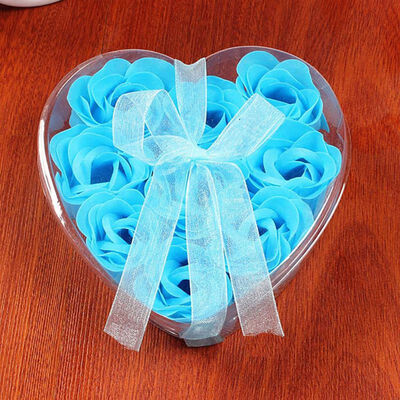 

Scented Rose Flower Heart Shape Gift Box Bath Body Soap Gift Wedding Party Favor 9Pcs