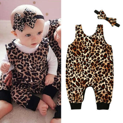 

UK Newborn Baby Girl 2PCS Autumn Clothes Set LeopardPrint Romper Jumpsuit Outfit