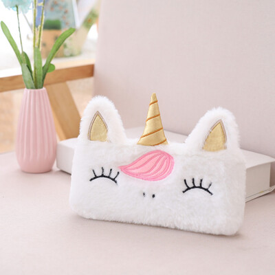 

Cute Unicorn Horn Plush Pencil Case Kids Coin Pouch Storage Zipper Purse Makeup Bag