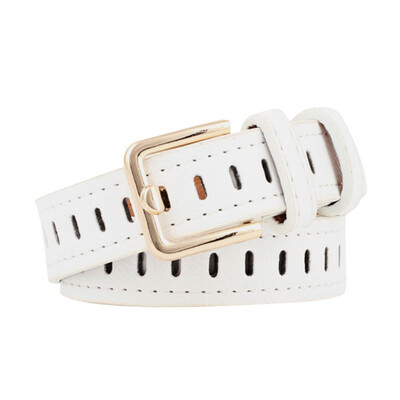 

Solid Color Belt For Women PU Leather Fashion Casual Wide Long Porous Square Buckle Hollow Imitation Belt Female