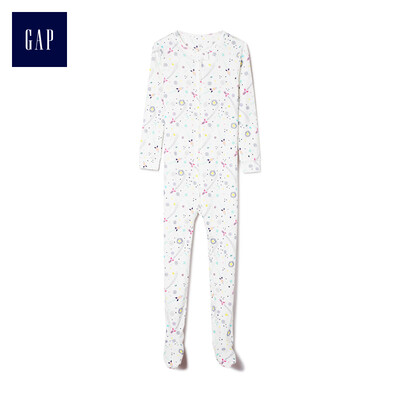 

GAP flagship store female young rocket pattern with foot one piece jumpsuit 368244 light sense bright white 4YRS