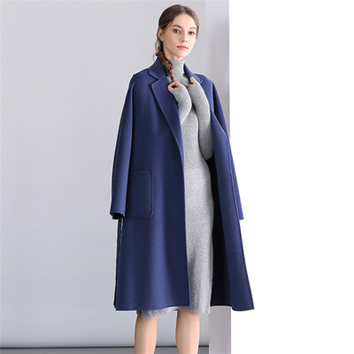 

Handmade double-faced coat Korean version of self-cultivation cashmere coat womens long woolen coat