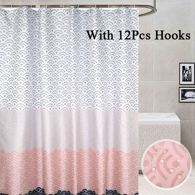 

Thicken Waterproof Bathroom Curtains Nordic Shower Curtain with 12pcs Hooks High Polymer Polyester Fabric Shower Curtain