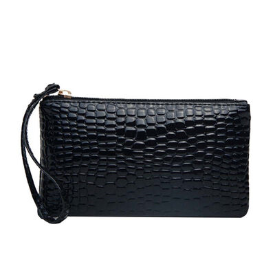 

Women Crocodile Pattern Solid Color Zipper Wristlet Wallet Purse Phone Holder