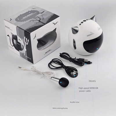 

Portable Bluetooth Speaker Bedside LED Alarm Clock K Song Microphone FM Radio Wireless Audio AUX TF Card Player MP3 Robot Table