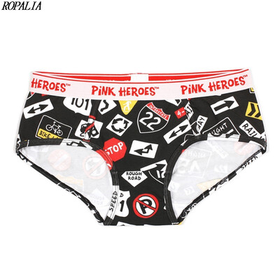 

Womens Cartoon Printed Low Waist Breathable Sexy Lace Trim Briefs Comfortable Cotton Panties