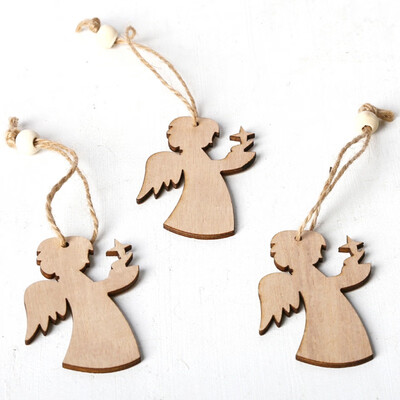 

3Pcs Christmas Hanging Wooden Ornaments Laser Cutting Wood Slice Gift Tag Pendants For Holiday Season Festival Arbol De Navidad
