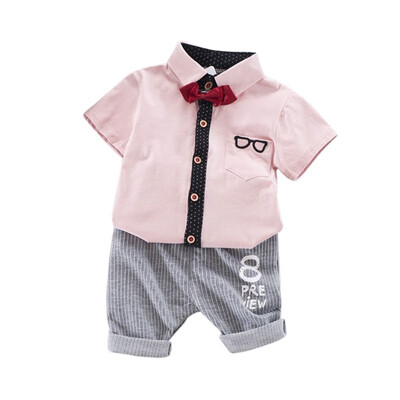 

Gentle baby boy style Newborn baby set Toddler Baby Boy Glasses Tops Shirt Shorts Pants Tie Outfit Set Clothes