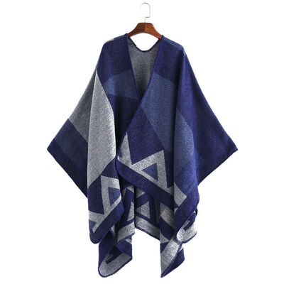 

New Women Warm Scarf Patchwork Plaid Poncho Cape Poncho Blanket Cloak Wrap Shawl