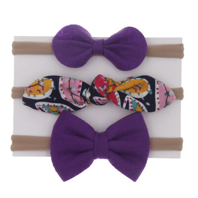 

3Pcs Cute Rabbit Ear Baby Headband Neonata Bow Flower Elastic Haarband Baby Girls Headbands Children Turban Hair Accessories Set