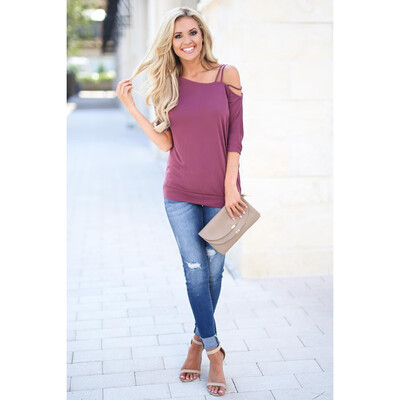 

fashion Women Spring Strapless Short Sleeve Solid Color Summer Off Shoulder Casual Simple Wild T-Shirt