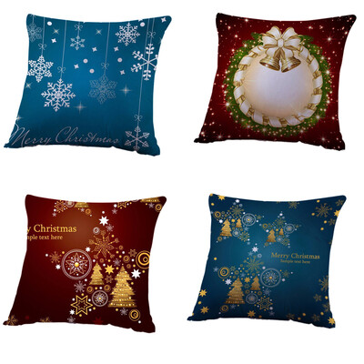 

Tailored 4PC Happy Christmas Pillow Cases Soft Sofa Cushion Cover Home Decor Pillow Case