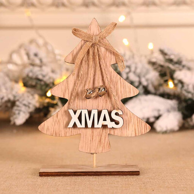 

Toponeto Wooden Mini Christmas Tree Desktop Ornaments Merry Christmas Party Decor