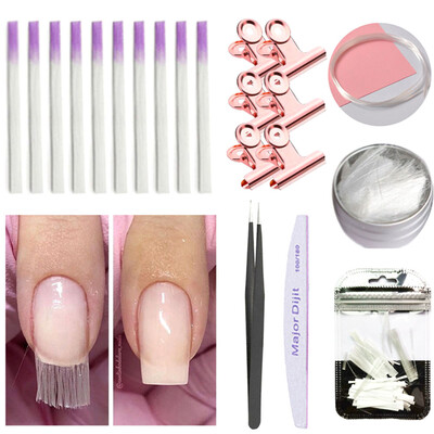 

10PcsSet Fiberglass Nail Extension Glass Fibernails Fiber Set Nail Form Acrylic Tips False Nail Manicure Salon Tool Set