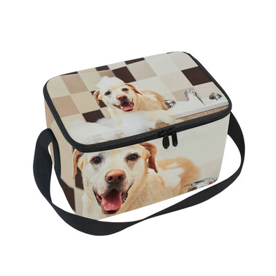 

ALAZA Lunch Box Insulated Lunch Bag Large Cooler Dog Taking Bath Tote Bag
