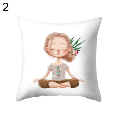 

Meditation Girl Square Throw Pillow Protector Case Cushion Cover Bedding Article