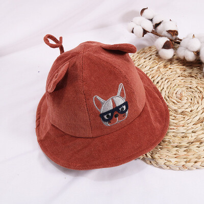 

Autumn Baby Boys Girls Toddler Cartoon Print Bucket Hats With Ear Design Caps Reversible Sun Headwear