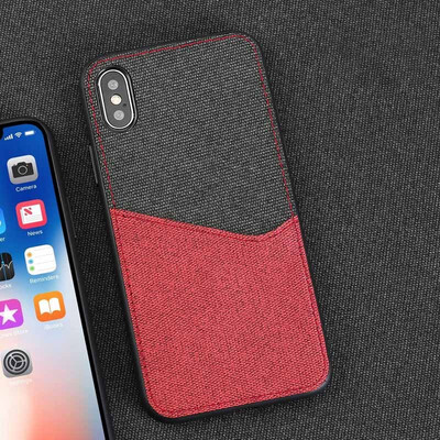 

Leather phone case iPhone5 6 7 8s plus protective shell canvas stitching card all-inclusive for x xs max xr phone case