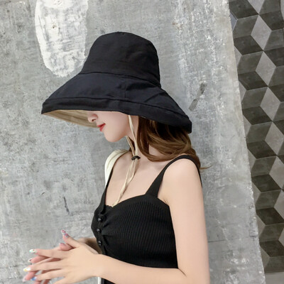 

Sunshade-cap womens summer fish&fu hat large-along solid-color Japanese-style basin cap sun-cap sun-proof