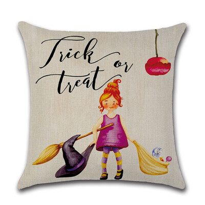 

Halloween Theme Linen Pillow Case Cover Ghost Witch Pumpkin throw pillow case Party Supplies