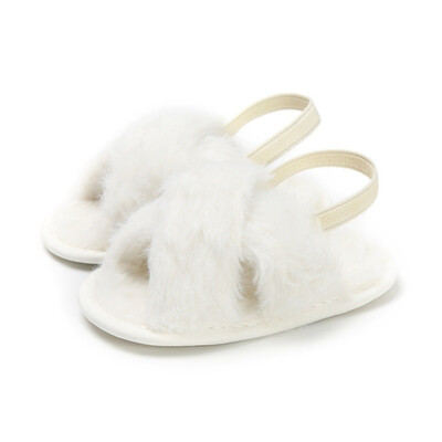 

2019 Baby Girl Cute Plush Soft Slide Slip On Flat Sandal Slipper Casual Infant Crib Shoes