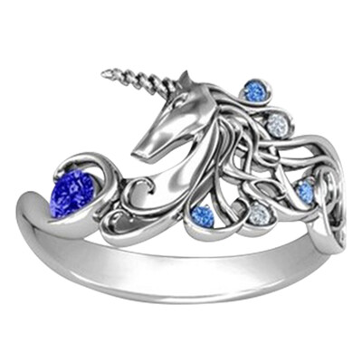 

Fashion Multicolored Diamond Unicorn Rings For Women Girls Jewelry