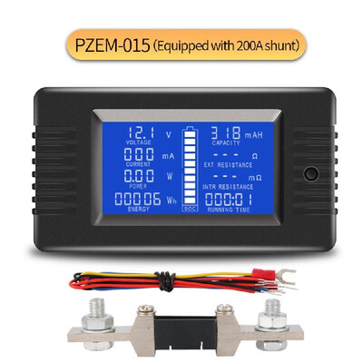 

PZEM-015 Battery Tester DC Voltage Current Power Capacity Internal And External Resistance Residual Electricity Meter With 300A Sh
