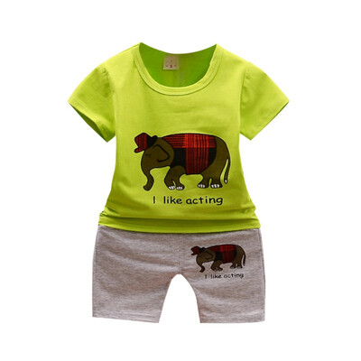 

Summer Casual Boy Clothes Set Children Elephant Pattern T-Shirt Pant Kids Toddler Clothes Outfit Set